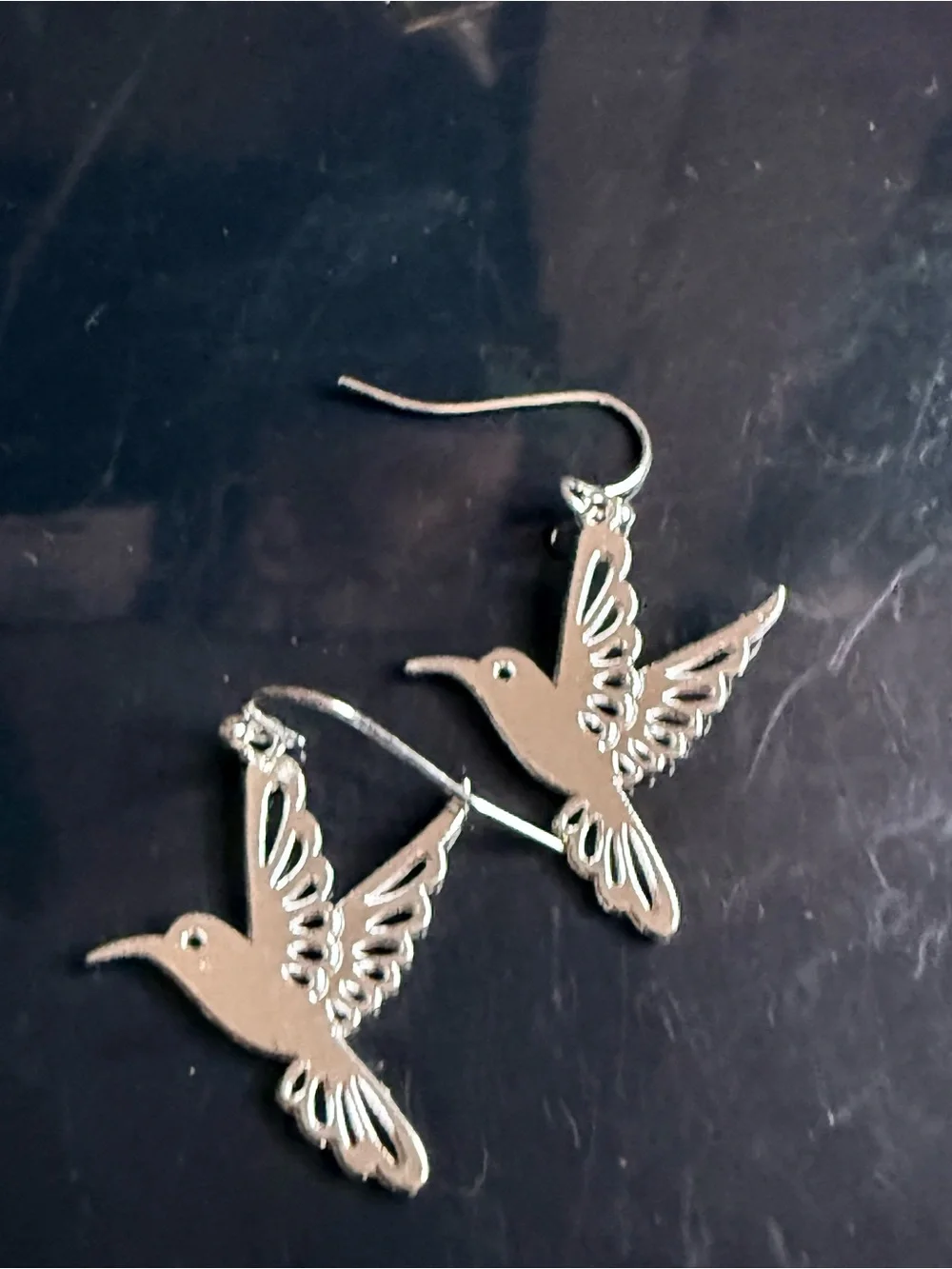 Silver TONE Hummingbird Drop Earrings - Elegant Bird Jewelry